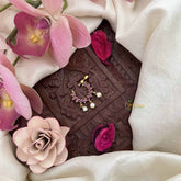 Vriksham Designer Leaf Style Press Naths/Nose Pin-Red-Pearls-G20749